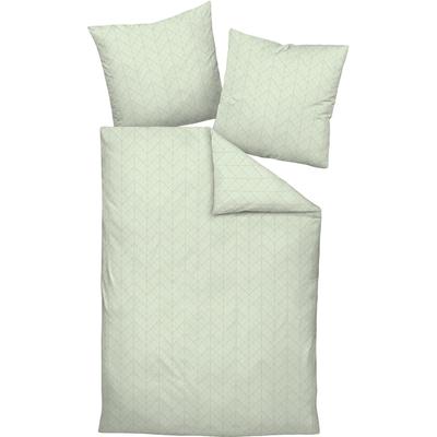 Bettwäsche JANINE "MILANO 45061", grün (nebelgrün), B/L: 155cm x 200cm, , Mako-Satin, B/L: 80cm x 80cm, Mako-Satin, Obermaterial: 100% Baumwolle, Bettwäsche, mit Reißverschluss Image