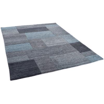 Wollteppich THEKO "Dalas - 7709", blau (türkis), B:60cm H:18mm L:90cm, Schurwolle, Teppiche, reine Wolle, handgeknüpft, Patchwork Design Image