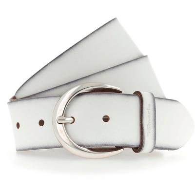 Ledergürtel TAMARIS, Damen, Gr. 75, weiß, Leder, unifarben, casual,modisch, Gürtel, mit Logoschriftzug auf der Gürtelschlaufe, Basic-Style Image