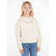 Sweatshirt TOMMY HILFIGER "MONOTYPE FOIL CREW" Gr. 7 (122), beige (calico) Mädchen Sweatshirts