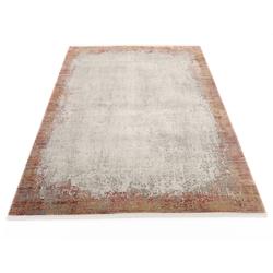 Teppich WK WOHNEN "BORDER", grau (grau, rosé), B:240cm H:8mm L:300cm, Viskose, Polyacryl, Teppiche, hochwertiger Viskoseanteil, samtweiche Oberfläche mit 3 D Effekt
