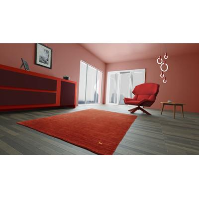 Wollteppich MORGENLAND "GABBEH SAHARA", rot, B:60cm H:18mm L:90cm, Wolle, Teppiche, reine Schurwolle, Uni Tiermotiv, Wohnzimmer Image