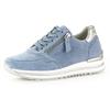 Keilsneaker GABOR "TURIN", Damen, Gr. 42, blau, Ziegenveloursleder, sportlich, Schuhe Sneaker, mit Lochmuster, Weite H, Freizeitschuh, Halbschuh, Schnürschuh