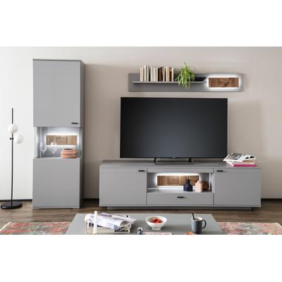 Wohnwand MCA FURNITURE "Zadar", grau (arktis grau), B:280cm H:197cm T:50cm, Holzwerkstoff, Kastenmöbel-Sets, moderne Wohnwandkombination in Arktis Grau, wahlweise mit Beleuchtung Image