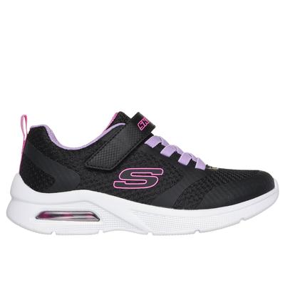 Skechers Girl's Microspec Max - Racer Gal Sneaker | Size 13.5 | Black/Lavender | Textile/Synthetic