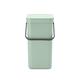 Brabantia - Sort & Go Waste Bin 12L - Medium Recycling Bin - Stay Open Lid - Carry Handle - Easy to Clean - for Under Kitchen or Wall-Mounted - Compost Bin - Jade Green - 20 x 25 x 35 cm