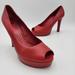 Gucci Shoes | Gucci High Heel Peep Toe Red Leather 40 Us 10 Euc | Color: Red | Size: 10