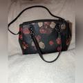 Coach Bags | Coach Mini Christie Black Red Tan Floral Coated Canvas Satchel Crossbody | Color: Black/Red | Size: Os