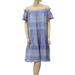 Free People Dresses | Free People Striped Off Shoulder Dress Ruffle Fringes Blue Boho Xs/S New | Color: Blue | Size: Xs/S