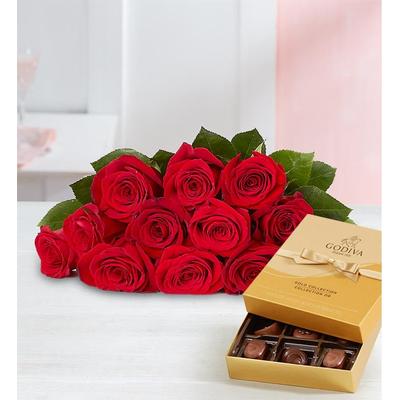 1-800-Flowers Flower Delivery One Dozen Red Roses Bouquet Only W/ Godiva Chocolate