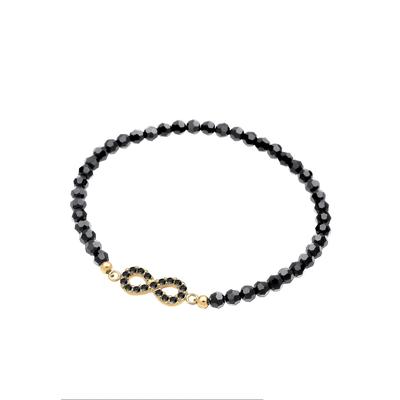 Armband ELLI "Infinity Glas Kristalle Schwarz 925 Sterling Silber vergoldet", schwarz, Armbänder, Damen, 20cm,mit Steinen, Silber 925 (Sterlingsilber) Image