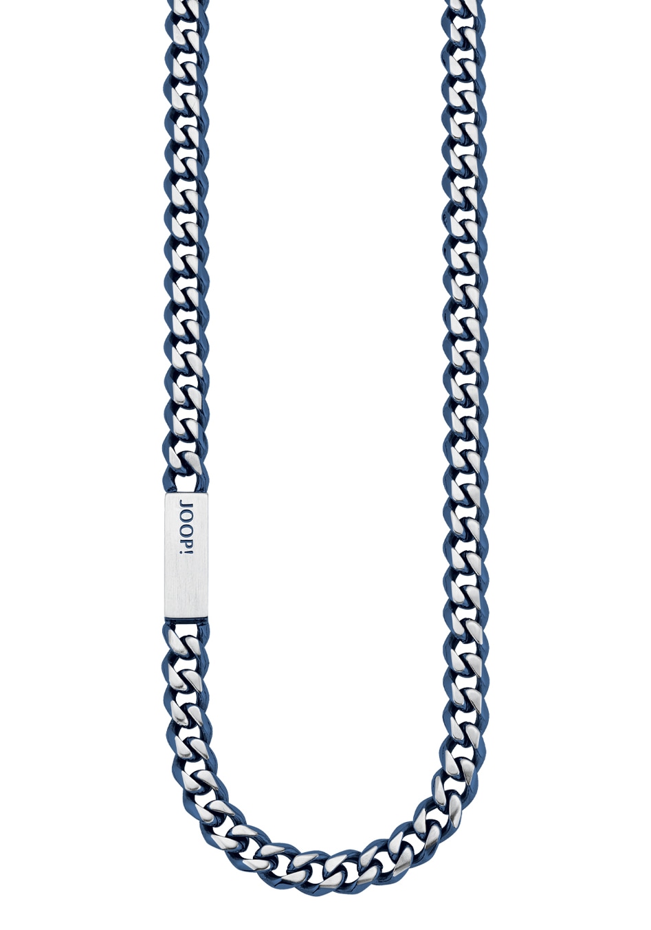 Edelstahlkette JOOP "2028379", blau (edelstahlfarben, blau), Halsketten, Herren, Edelstahl, L: 60 B: 6,3mm, Edelstahlkette, B:6,3mm Image