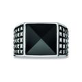 Fingerring CAÏ "925/- Sterling Silber rhodiniert poliert Onyx" Fingerringe Gr. 058 (18,5), 4,5 ct, Silber 925 (Sterlingsilber), weiß (weiß, schwarz) Herren Fingerringe