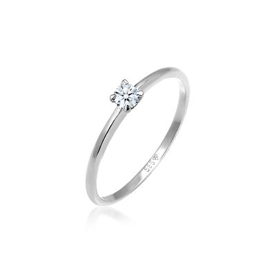 Verlobungsring ELLI DIAMONDS "Diamant Weiß Brillantschliff (0.06 ct) 585 Weißgold" Gr. 56, silber, Fingerringe, Damen, 56mm, 0.06 ct P1 = bei 10-facher Vergrößerung erkennbare Einschlüsse, Weißgold 585, 1mm Image