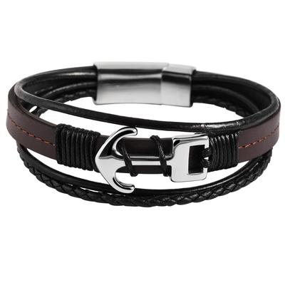 Edelstahlarmband ADELIA´S "Herren Armband aus Edelstahl 22,5 cm", braun, Armbänder, Herren, 22,5, Edelstahl