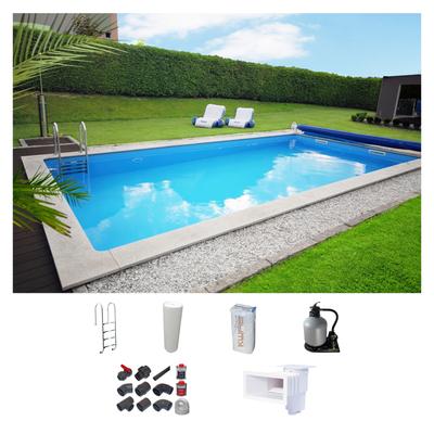 Rechteckpool KWAD "mit Edelstahlleiter", weiß, B:350cm H:150cm L:700cm, Schwimmbecken, in verschiedenen Größen, mit Foliensack 0,6mm Image