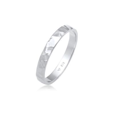 Fingerring ELLI "Basic Bandring Fein Gehämmert 925 Silber" Gr. 54, silber, Fingerringe, Damen, 54mm, ohne Stein, Silber 