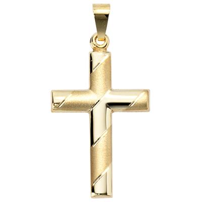 Kreuz-Anhänger JOBO "Anhänger Kreuz", gold (gelbgold 333), Schmuckanhänger, Damen, Gelbgold 333, 333 Gold diamantiert Image