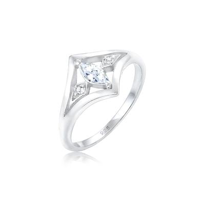Verlobungsring ELLI "Zirkonia Weiß 925 Sterling Silber" Gr. 56, silber, Fingerringe, Damen, 56mm, Silber 925 (Sterlingsilber), 2mm Image