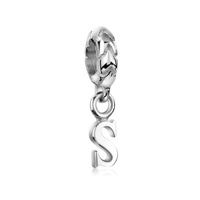 Charm-Einhänger NENALINA "Buchstabe Bead Anhänger Initialen 925 Silber" Charms Gr. S, S, silberfarben (silber) Damen Charms