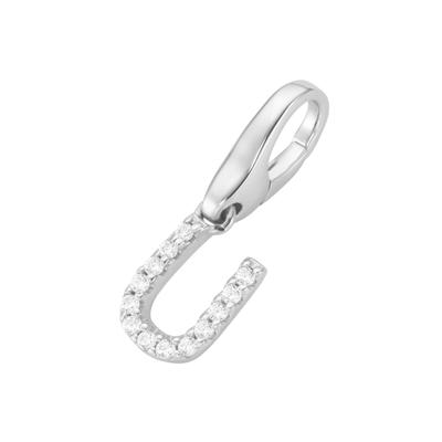 Charm Buchstabe GIORGIO MARTELLO MILANO "Buchstabe U, Zirkonia Steine, Silber 925" Charms weiß Damen