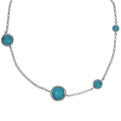 Collierkettchen VIVANCE "925/- Sterling Silber rhodiniert Türkis", weiß, Halsketten, Damen, 45cm, Silber 925 (Sterlingsilber), L: 45cm B: 12.0mm, glänzend, B:12.0mm Image