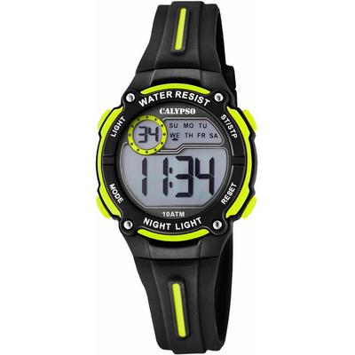 Chronograph CALYPSO WATCHES "Digital Crush", schwarz (schwarz, neongelb), Armbanduhren, Kinder, Armbanduhr, Quarzuhr, Kinderuhr, Datum, digital, Stoppfunktion Image