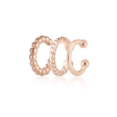 Single-Ohrhaken ELLI "Ohrklemme Ear Cuff 3er Set Kugel 925 Silber", rosa (rosegold), Ohrringe, Damen, OneSize, ohne Stein, Silber 925 (Sterlingsilber) Image