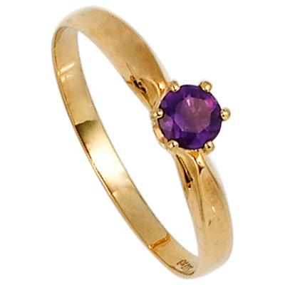 Goldring JOBO Gr. 56, gelb (gelbgold 585), Fingerringe, Damen, 56, Gelbgold 585, 585 Gold mit Amethyst Image