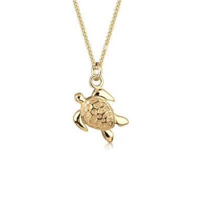 Kette mit Anhänger ELLI "Süßer Anhänger Schildkröte 925 Silber" Gr. 45, gold, Halsketten, Damen, 45, ohne Stein, Silber 925 (Sterlingsilber), L: 45cm Image