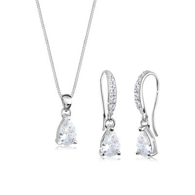 Schmuckset ELLI "Ohrhänger Anhänger mit Zirkonia Tropfen aus 925 Sterling Silber", weiß, Schmuck-Sets, Damen, OneSize,mit Stein, Silber 925 (Sterlingsilber) Image