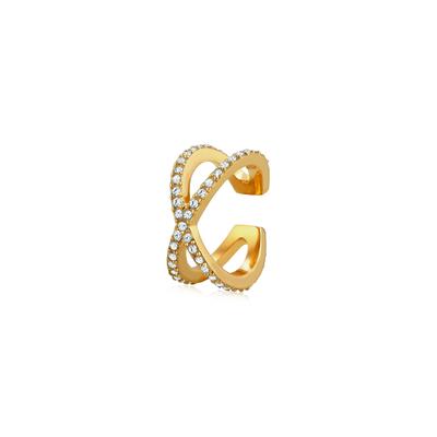 Single-Ohrhaken ELLI "Single Earcuff Kreuz Kristalle 925 Silber", gold, Ohrringe, Damen, OneSize,mit Stein, Silber 925 (Sterlingsilber) Image