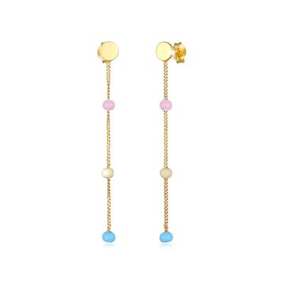 Paar Ohrhänger ELLI "Hänger Plättchen Rund Kugel Emaille 925 Silber", gold, Ohrringe, Damen, OneSize, ohne Stein, Silber 925 (Sterlingsilber) Image