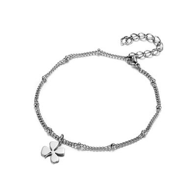 Fußkette FIRETTI "Schmuck Geschenk Körperschmuck Kleeblatt, Panzerkette", silber (edelstahlfarben), Fußkettchen, Edelstahl Image