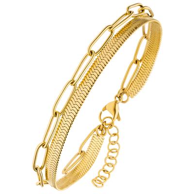 Armband JOBO, gold (goldfarben), Armbänder, Damen, Edelstahl, aus Edelstahl goldfarben beschichtet 20 cm