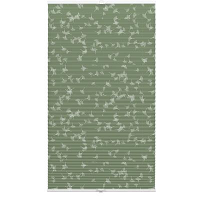 Plissee GARDINIA "Dekor Ginkgo Oesyter Mushroom", grün, B:90cm H:130cm, Obermaterial: 100% Polyester, Plissees, Klemmträger mit Feststellschraube, Plissee Concept Trägern zum Klemmen Image