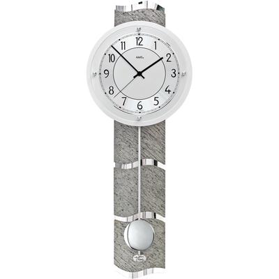 Funk-Pendelwanduhr AMS "F5216" Wanduhren Gr. B/H/L: 10 cm x 66 cm x 24 cm, grau (grau, silberfarben) Pendeluhren