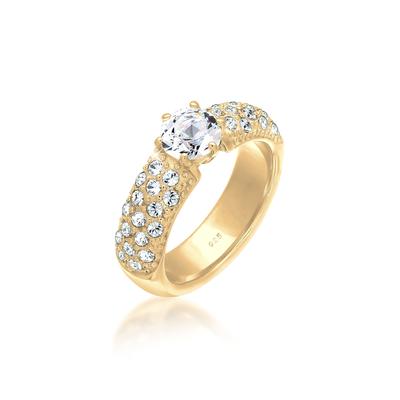 Verlobungsring ELLI PREMIUM "Weiß 925 Sterling Silber, mit Kristallen von Swarovski" Gr. 54, gold, Fingerringe, Damen, 54mm, Silber 925 (Sterlingsilber), 6mm Image