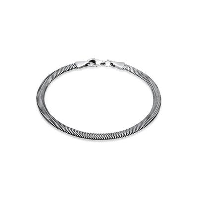 Armband KUZZOI "Flach Elegant Schlangenkette Fischgräte 925 Silber" Gr. 23, schwarz, Armbänder, Herren, 23cm, ohne Stein, Silber 925 (Sterlingsilber), Silberarmband Image