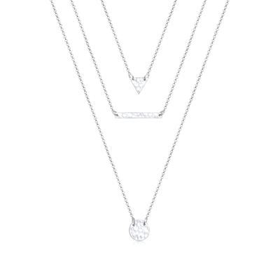 Gliederkette ELLI "Layer Dreieck Kreis Gehämmert 925 Sterling Silber", silber, Halsketten, Damen, 40, ohne Stein, Silber 925 (Sterlingsilber), L: 40cm Image