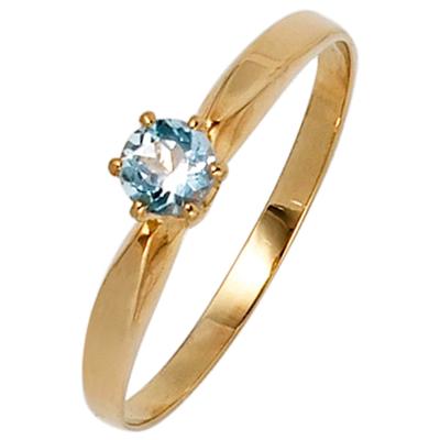Fingerring JOBO Gr. 60, gelb (gelbgold 585), Fingerringe, Damen, 60, Gelbgold 585, 585 Gold mit Aquamarin Image