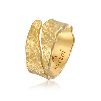 Silberring KUZZOI "Bandring Struktur Used Look 925 Silber" Gr. 64, gold, Fingerringe, Herren, 64mm, ohne Stein, Silber 925 (Sterlingsilber), 10.7mm Image