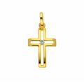 Kette ohne Anhänger ADELIA´S "333 Gold Kreuz mit Zirkonia" Halsketten Gr. Gelbgold 333, goldfarben (gold) Damen Ketten ohne Anhänger