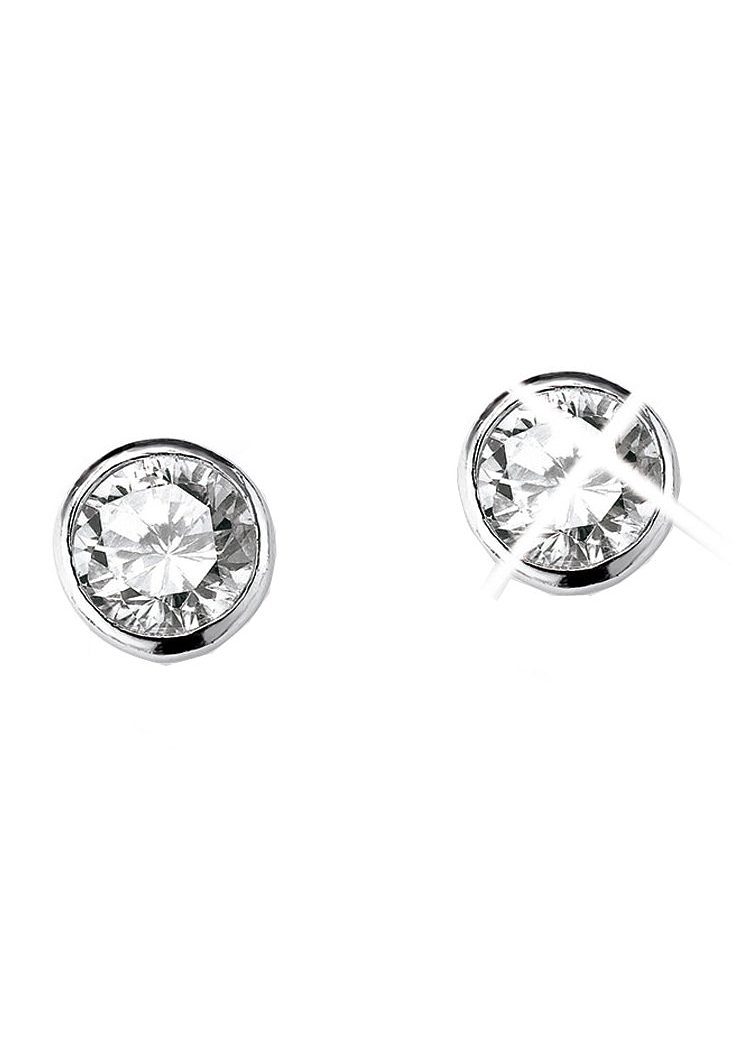 Paar Ohrstecker S.OLIVER "9079094", silber (silberfarben, kristallweiß), Ohrringe, Damen, 6mm, Silber 925 (Sterlingsilber), mit Zirkonia (synth.)