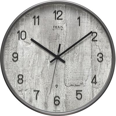 Funkwanduhr FILIUS ZEITDESIGN "0306-4", anthrazit, steingrau, holzstruktur, Wanduhren, H: 2,5cm, Made in Germany,Holz,Wohnzimmer,Esszimmer,Küche,Arbeitszimmer,Flur Image