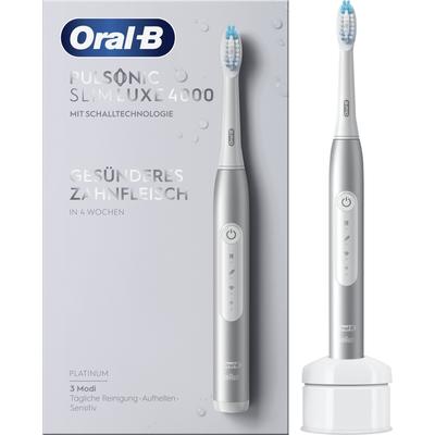 Schallzahnbürste ORAL-B "Pulsonic Slim Luxe 4000" Elektrozahnbürsten grau (platin) Schallzahnbürste 31.000 Bürstenkopfbewegungen pro Minute