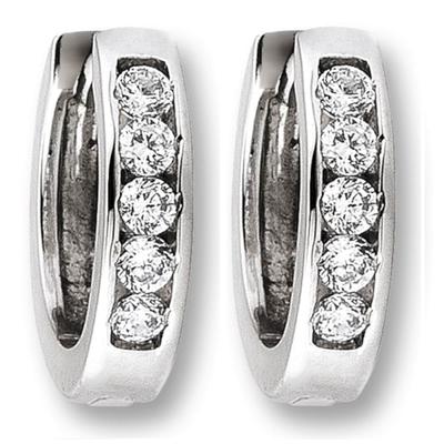 Paar Creolen ONE ELEMENT "Zirkonia Ohrringe Creolen aus 333 Weißgold", silber, Ohrringe, Damen, Damen,mit Zirkonia, Weißgold 333, Damen Gold Schmuck Image