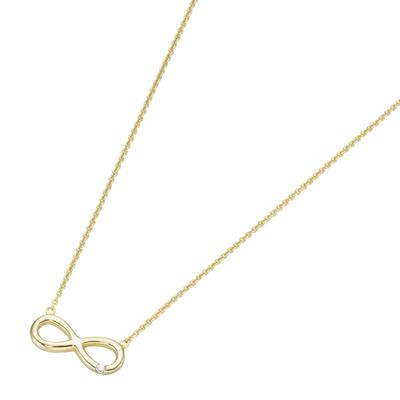 Collier LUIGI MERANO "Infinity, mit Brillant, Gold 585", gold, Halsketten, Damen, 45cm, Gelbgold 585