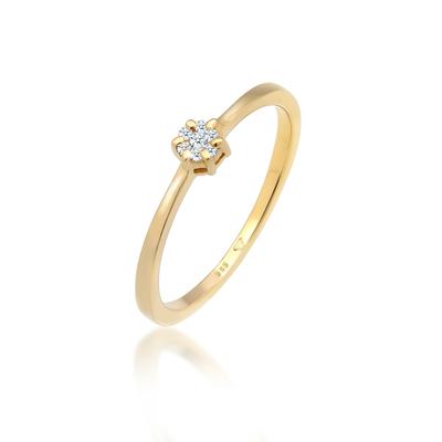 Verlobungsring ELLI DIAMONDS "Diamant Weiß Brillantschliff (0.045 ct) 585 Gelbgold" Gr. 58, gold (gold, weiß), Fingerrin