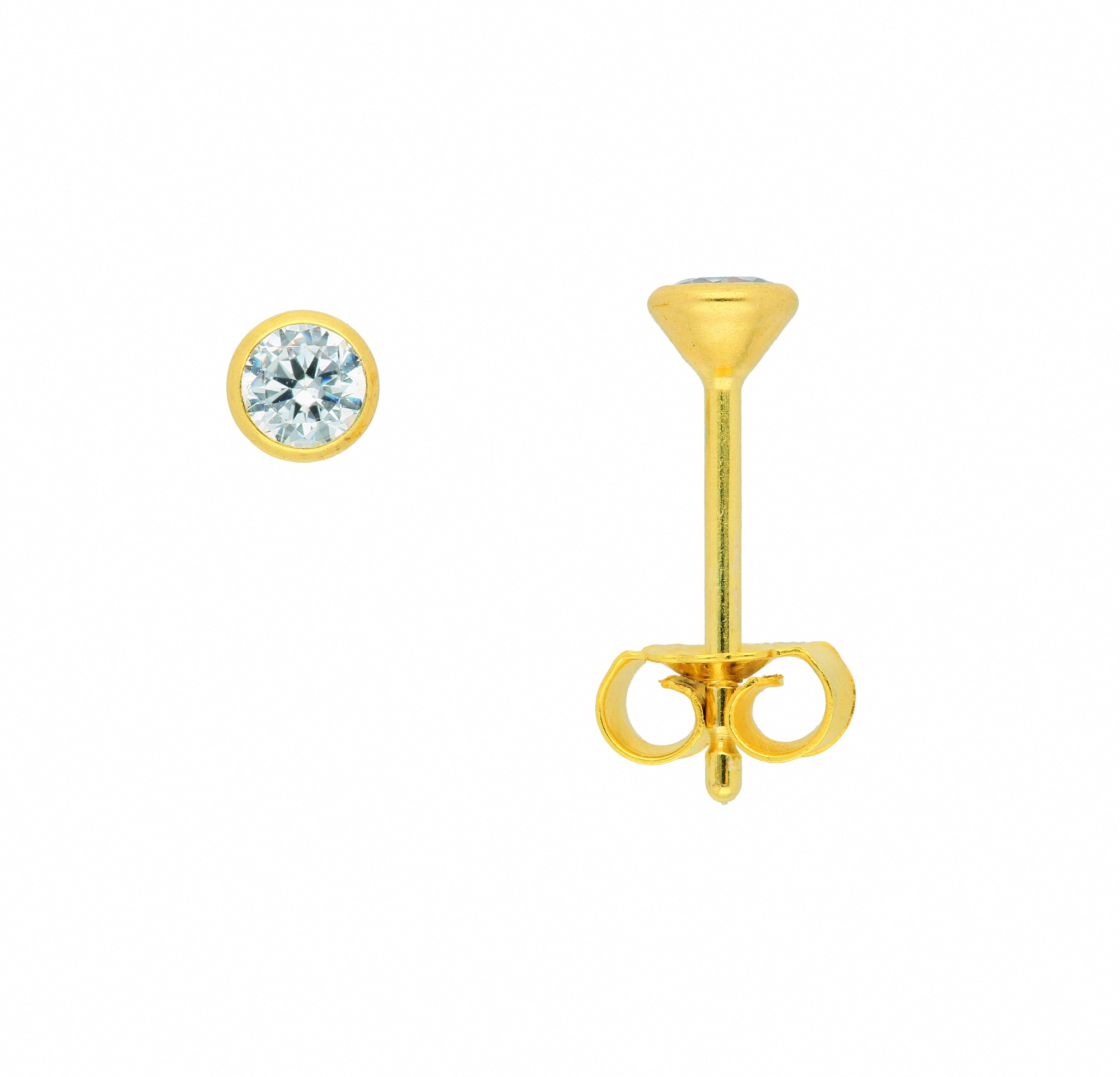 Paar Ohrhänger ADELIA´S "Damen 585 Gold Ohrringe Ohrstecker mit Zirkonia Ø 3,5 mm", gold, Ohrringe, Damen, Damen, Gelbgold 585 Gold, Gelbgold 585, Gold, mit Zirkonia Goldschmuck für Damen